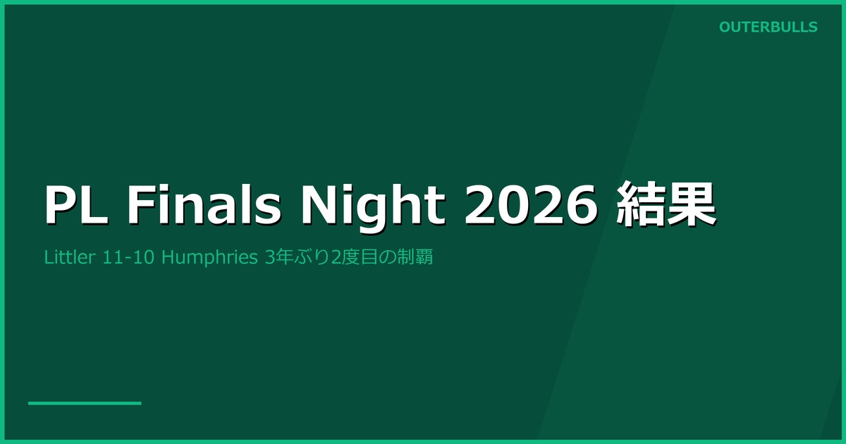 Premier League Darts Finals Night 2026 結果｜Luke Littler が決勝 11-10 Humphries で3年ぶり2度目の制覇、平均111.67の名勝負（5/28 ロンドン O2 Arena）